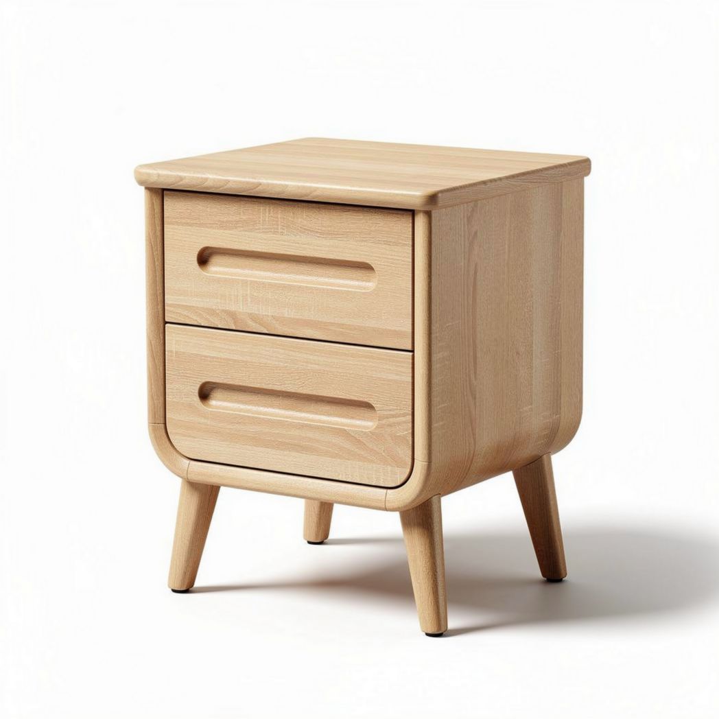 Wooden nightstand with two drawers and minimalist design 40 x 40 x 50cm