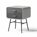 Modern two-drawer nightstand in gray and black with metal legs 45 x 40 x 50cm