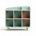 Children's storage cabinet in mint green with wood shelves 80 x 40 x 75cm