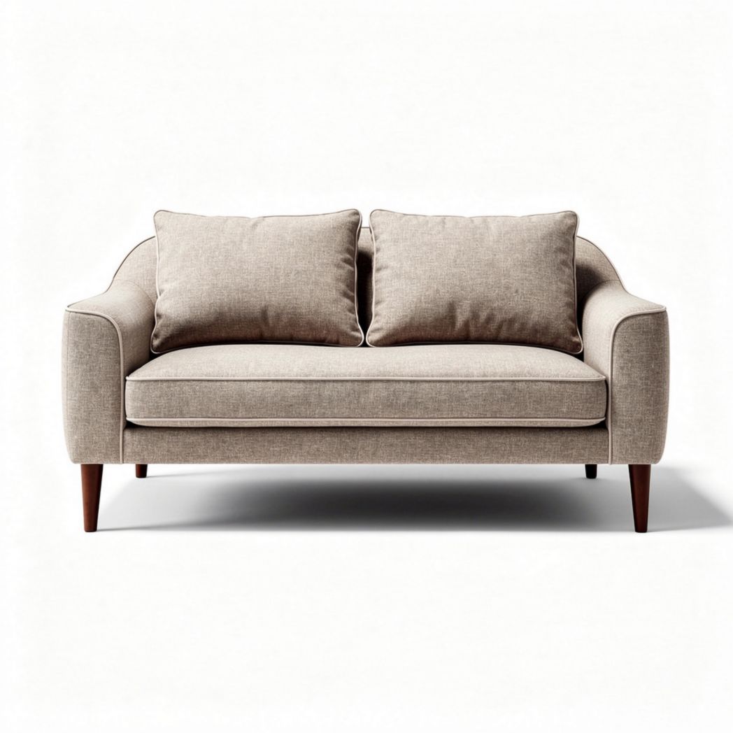 Two-seater fabric sofa in beige with removable cushions 180 x 90 x 80cm