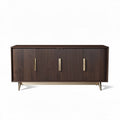 Wooden sideboard with ribbed front design and metal handles 150 x 40 x 80cm