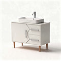 White bathroom vanity cabinet with sink and storage drawers 80 x 45 x 85cm