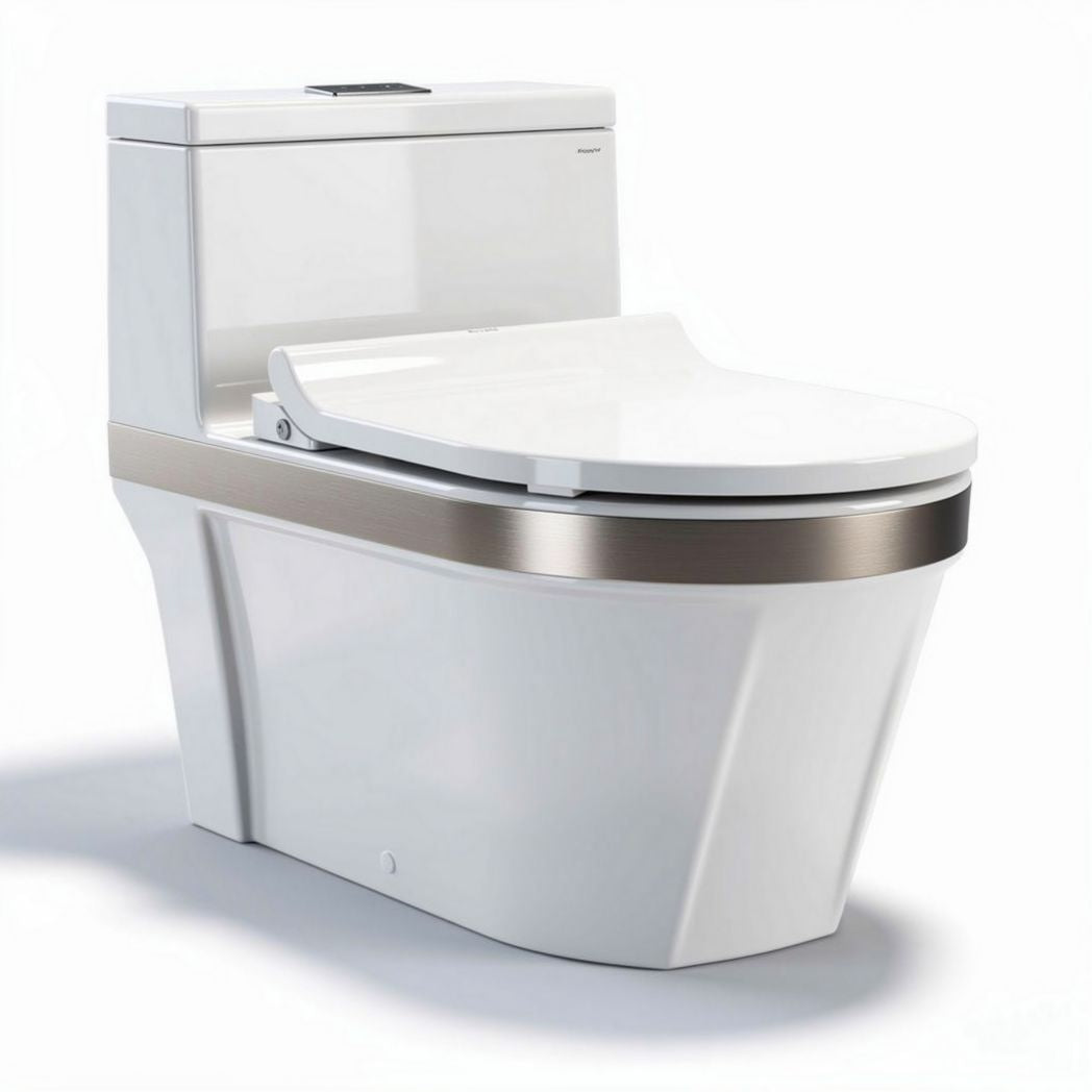 One piece toilet with integrated bidet function and elongated seat 80 x 40 x 50cm