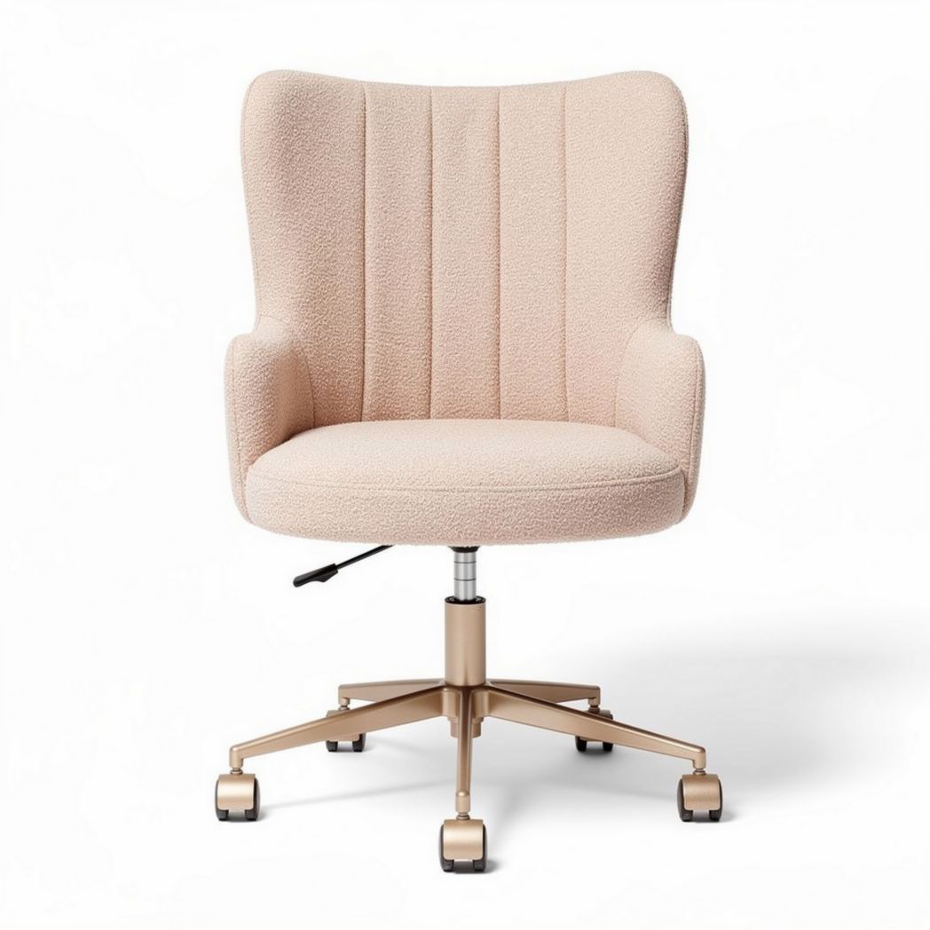 upholstered office chair with ergonomic design and adjustable height in beige