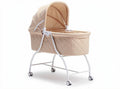 Portable baby bassinet with adjustable canopy beige fabric dimensions 80 x 45 x 85cm