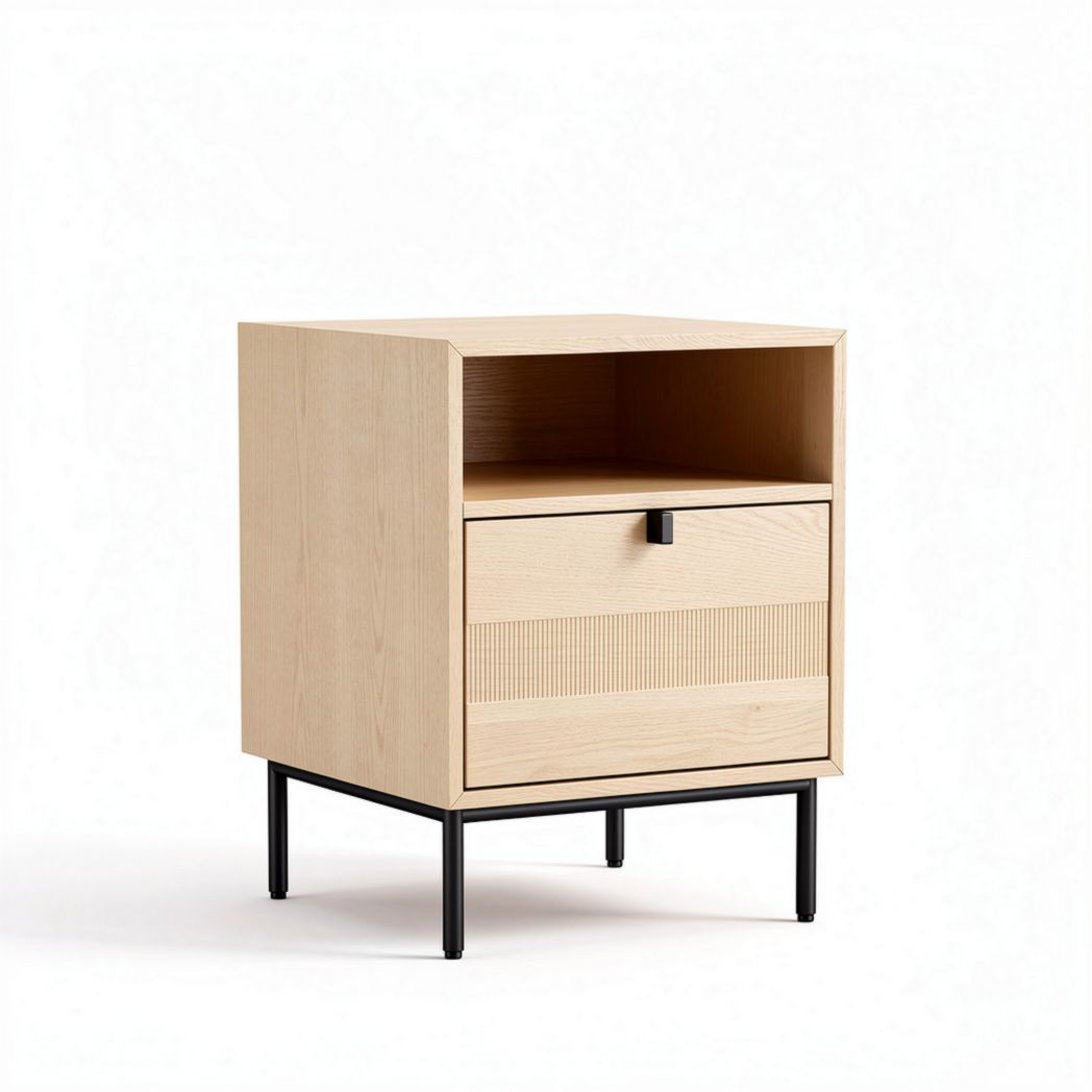 Wooden nightstand with storage drawer and open shelf 45 x 40 x 50cm
